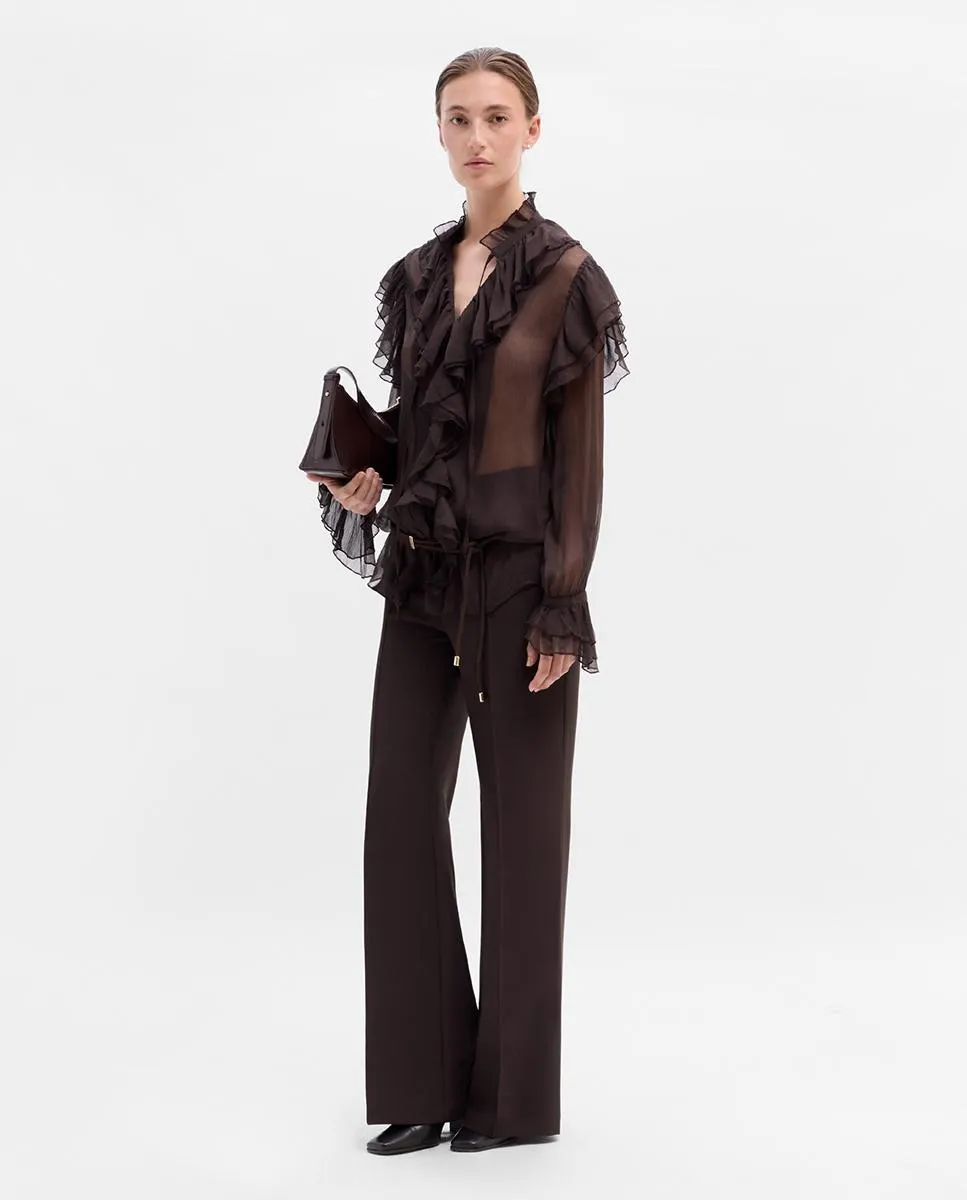 

Женская блузка с оборками из бамбулы Simorra, коричневый