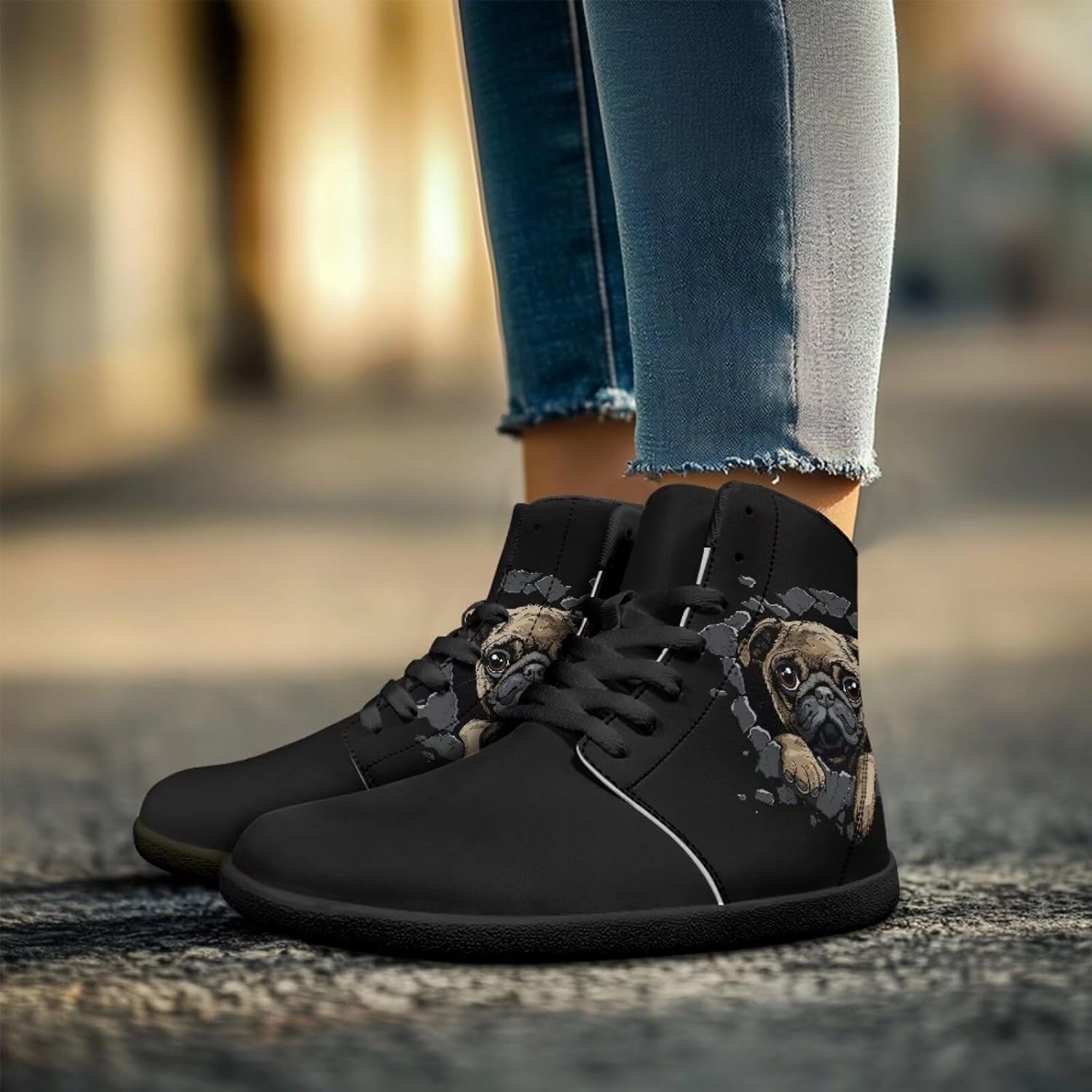 Мужские обувь Binienty Barefoot с широкой пяткой, высокие кеды с ПУ, минималистичные кроссовки с нулевым перепадом для активного отдыха, Pug — фото 2