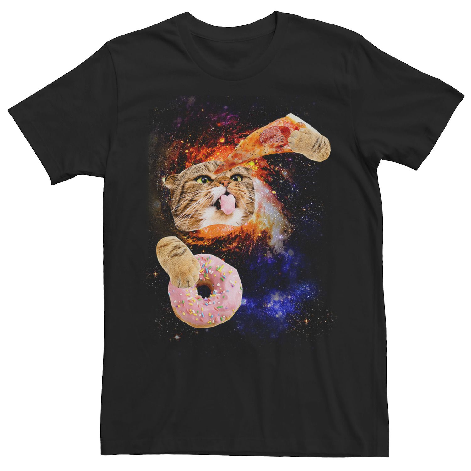 

Мужская футболка с рисунком Space Cat Pizza Donuts Licensed Character