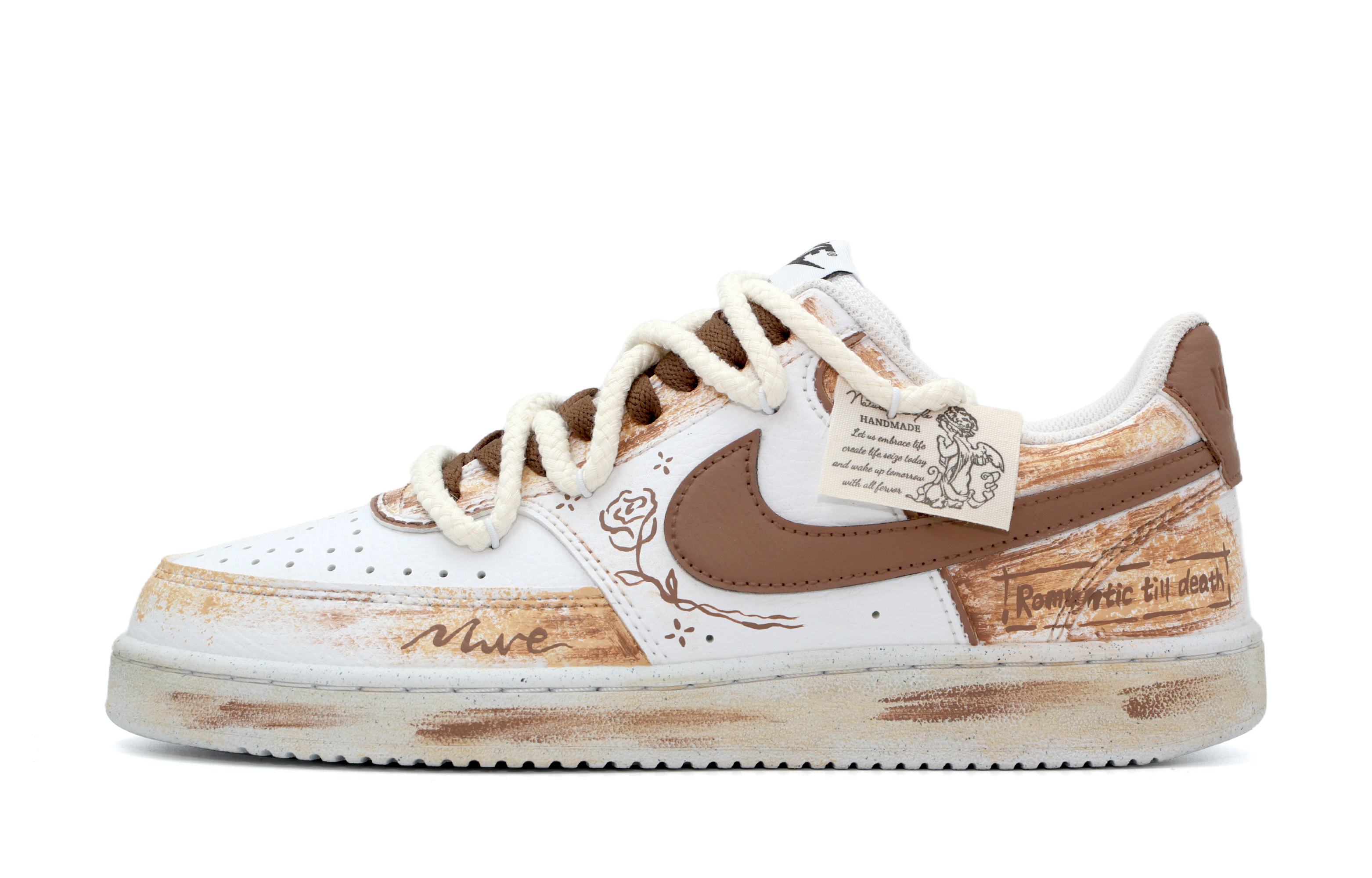 

Nike Кроссовки для скейтбординга Court Vision 1 Autumn Letter, устойчивые к истиранию, низкие, унисекс, коричневые