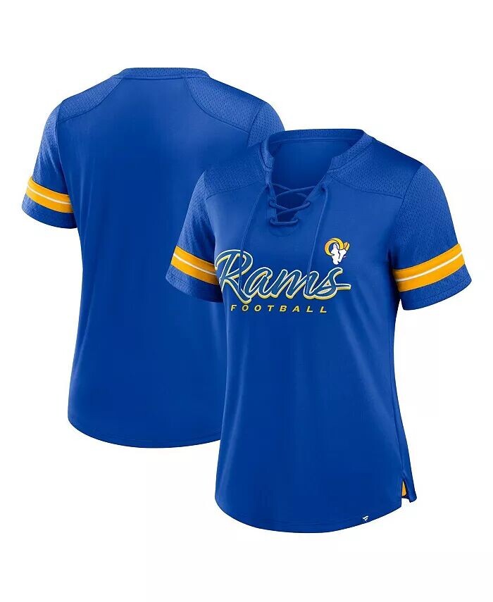 

Женская футболка со шнуровкой Royal Los Angeles Rams Play Script Fanatics