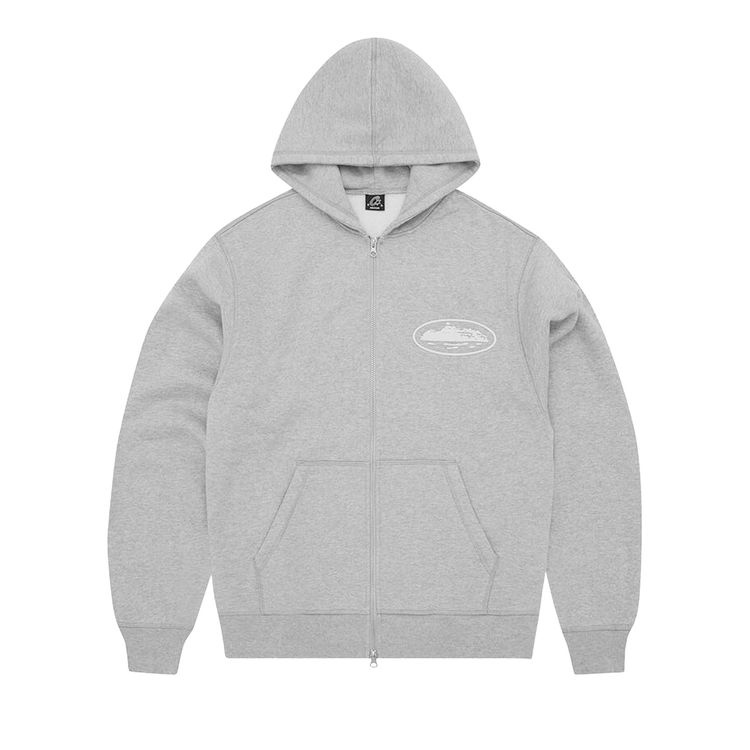 

Худи Corteiz Island Puff Print Zip Hoodie 'Heather Grey', серый