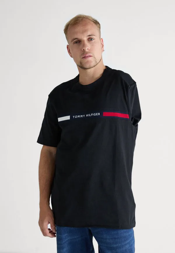 Футболка с адаптивной вставкой логотипа, футболка с принтом. Tommy Hilfiger, Black