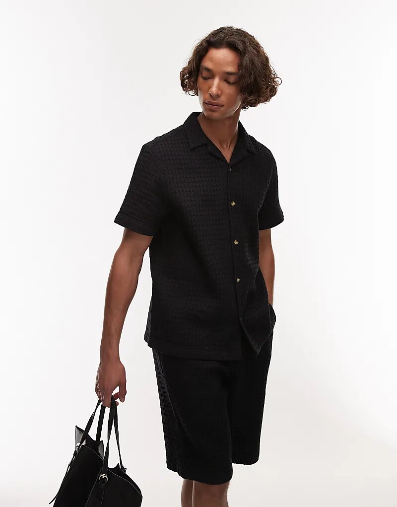 

Текстурированная клетчатая куртка Topman черного цвета, Черный, Текстурированная клетчатая куртка Topman черного цвета