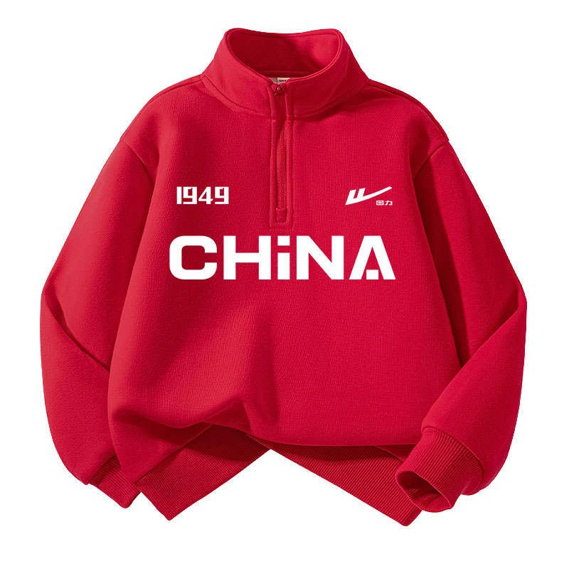 

Детский свитшот с воротником стойкой WARRIOR, красный china logo