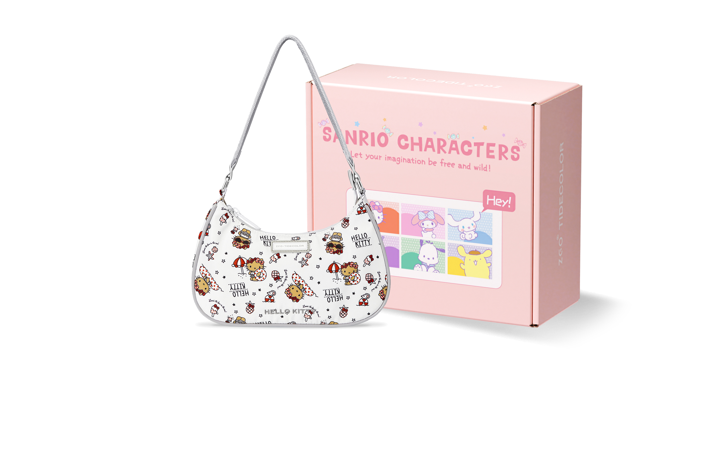 

Zgo Sanrio, черная кожаная сумка Hello Kitty из коллекции Hello Kitty из полиэстера, маленькая женская серая