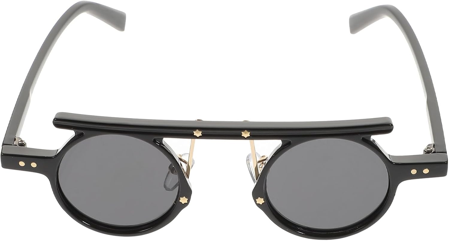 

Солнцезащитные очки BESTonZON в ретро-круглой оправе для мужчин и женщин, винтажная черная оправа, серые линзы, модные очки в стиле 90-х для активного отдыха и повседневной носки, Black