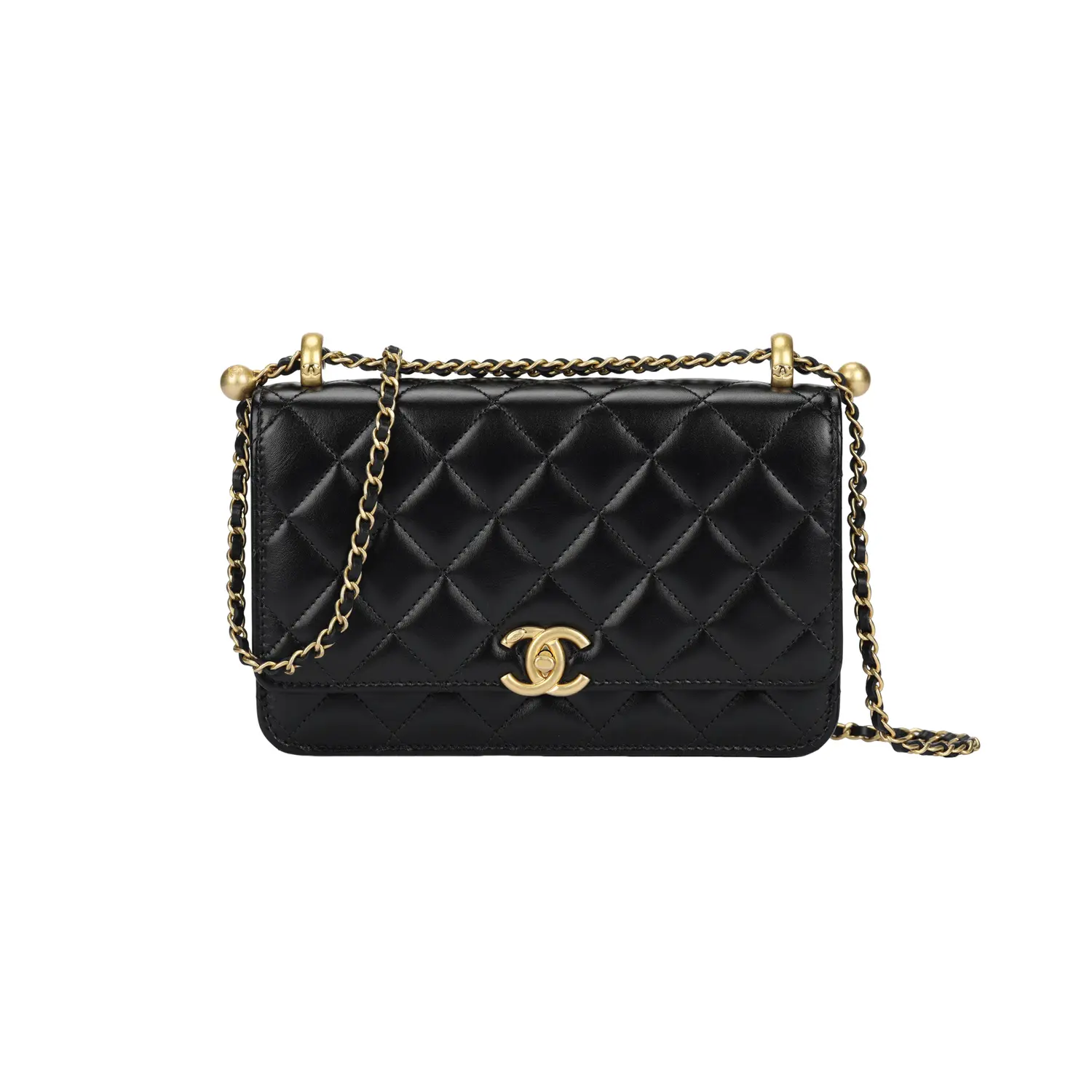 

CHANEL Металлическая цепочка кошелек на цепочке с застежкой-кнопкой из телячьей кожи