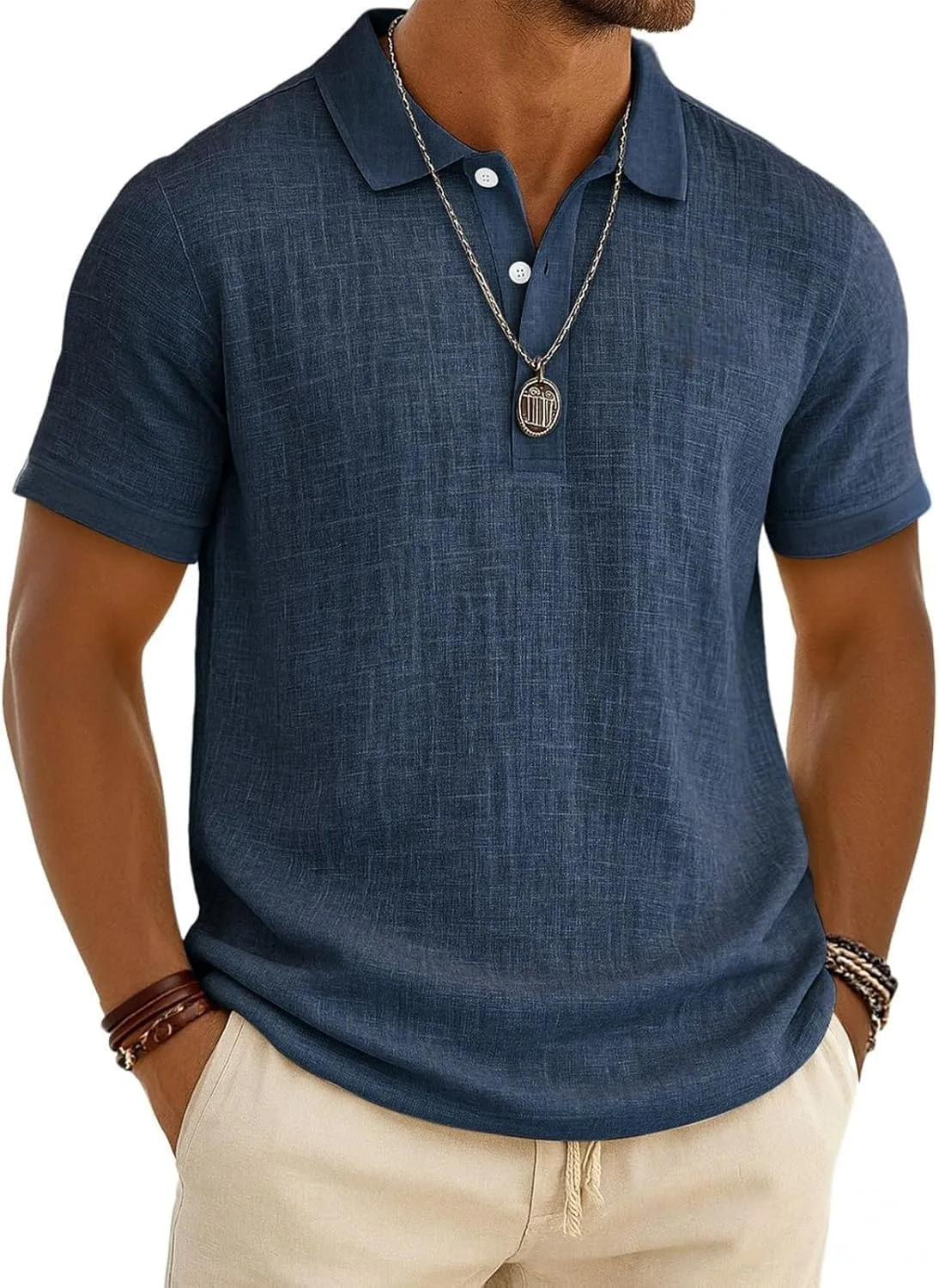 

Мужская поло с коротким рукавом henley