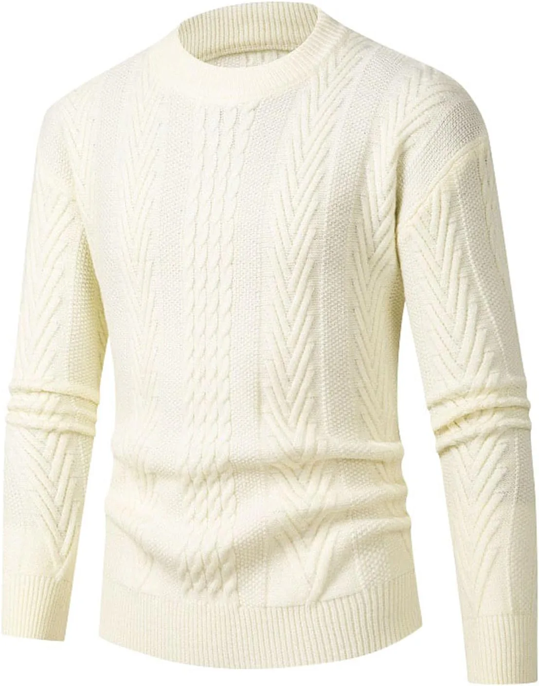 

Мужской свободный свитер с круглым вырезом, эластичный, однотонный