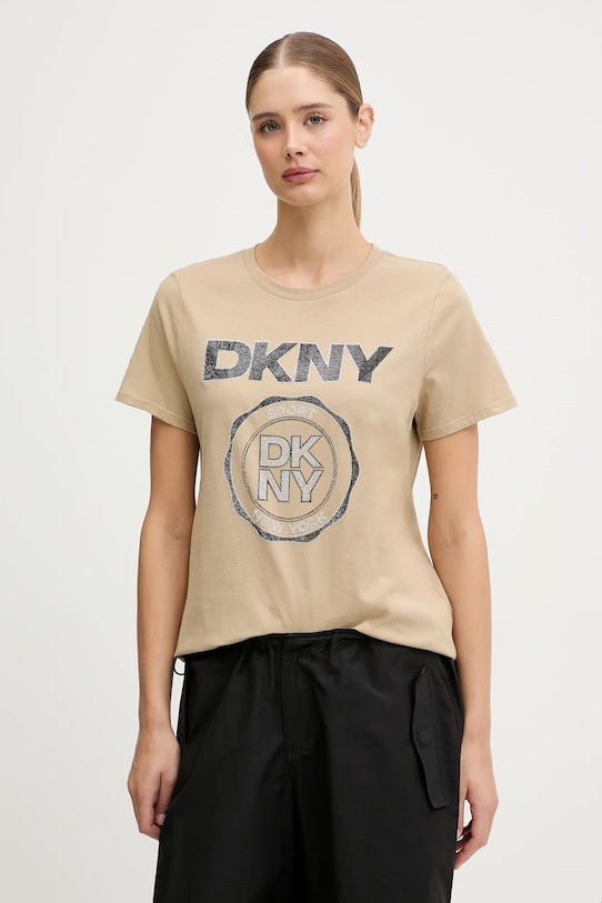 

Футболка из хлопка Dkny, бежевый