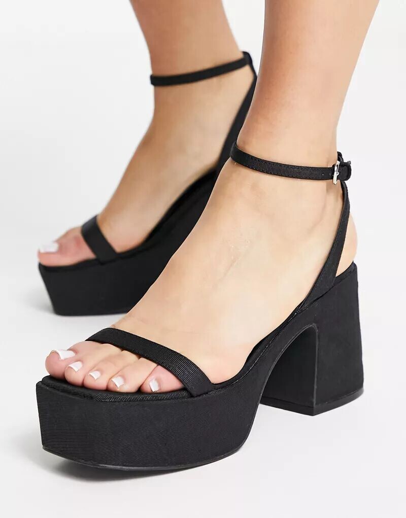 

Черные босоножки на платформе с ремешком на щиколотке Topshop Rebecca