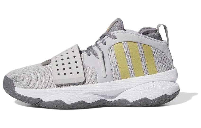 Баскетбольные кроссовки Adidas Dame 8 Extply унисекс, Светлый однотонный серый/золотой металлик