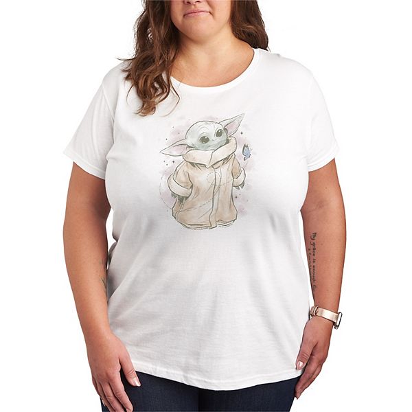 

Футболка с принтом The Mandalorian и Грогу, Plus size Star Wars, White