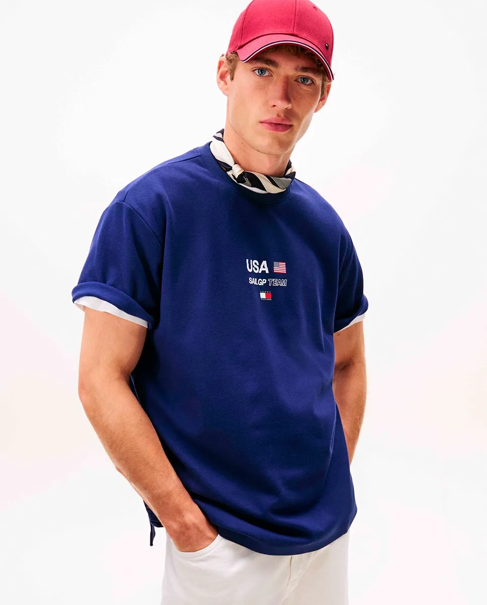 

Однотонная мужская футболка с коротким рукавом Tommy Hilfiger, темно-синий