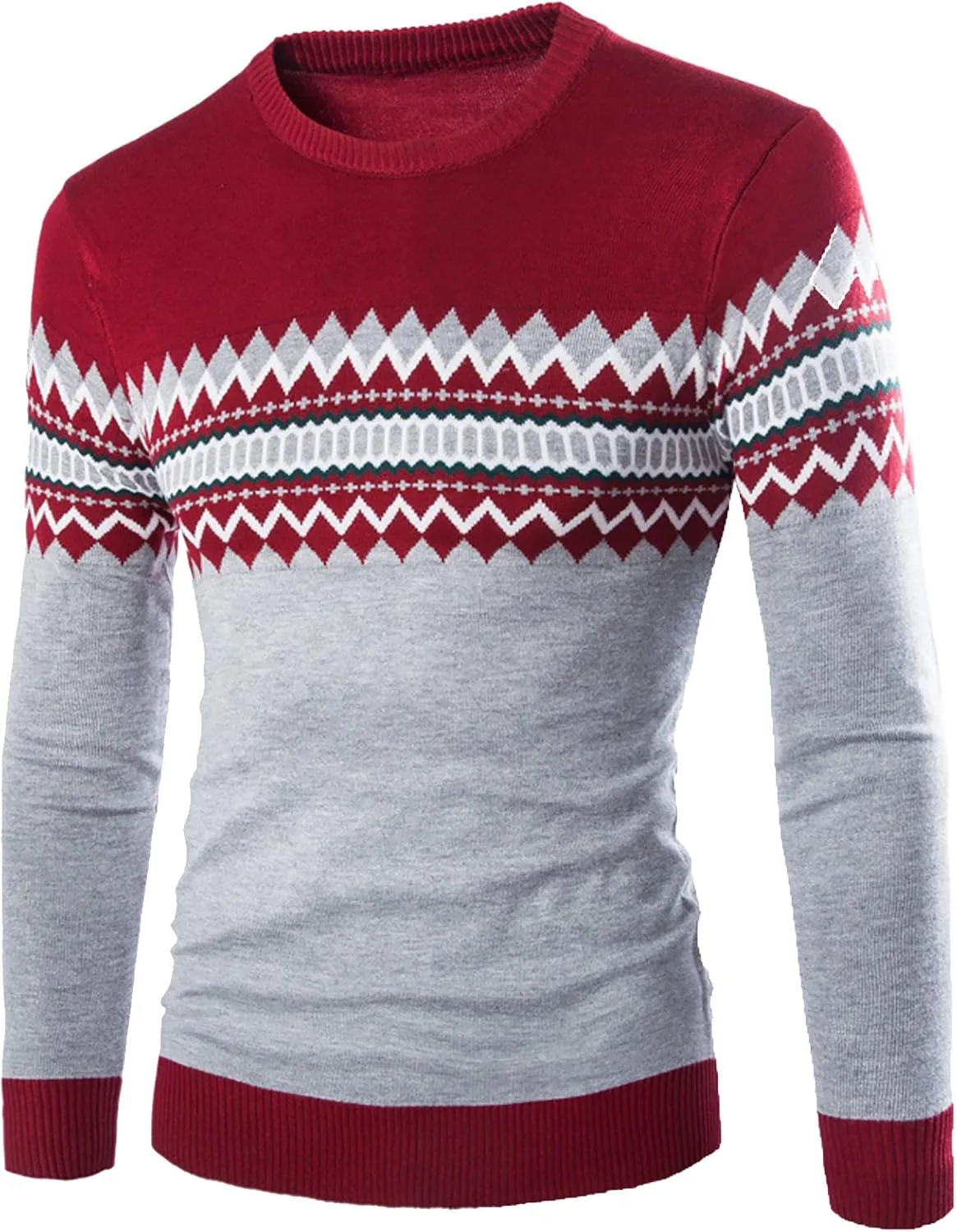 

Мужской вязаный пуловер с длинным рукавом и ацтекским узором WSLCN