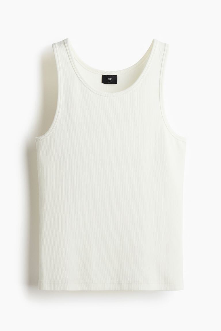 

Майка в рубчик облегающего кроя H&M, белый