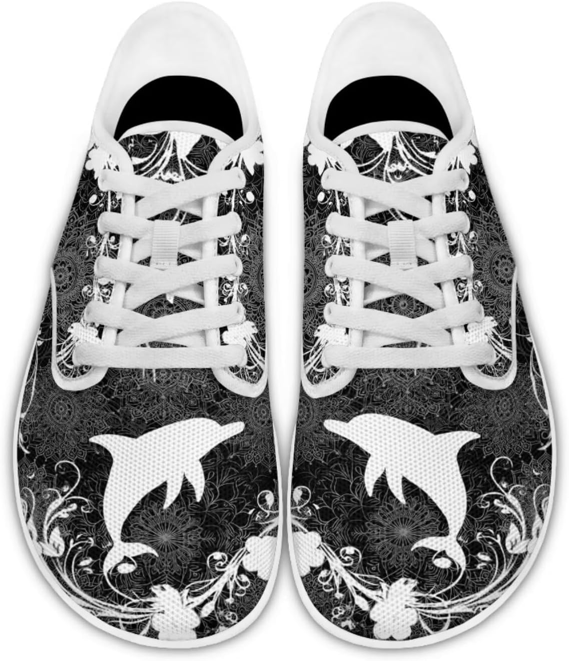 

Кроссовки для женщин и мужчин с широким носком, нулевая посадка, минималистичные, комфортные для тенниса, офиса и повседневной носки Pointodoor, Dolphin Boho Mandala Print