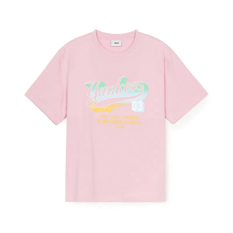 Футболка New York Yankees хизер-серый розовый детская 3-7 лет MLB KIDS, Heather Gray Pink