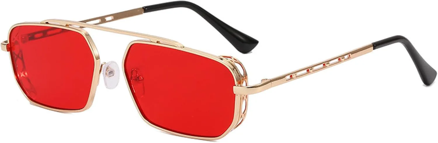 

Винтажные солнцезащитные очки для женщин в стиле стимпанк, маленькие металлические, мужские солнцезащитные очки с защитой от УФ-излучения UV400 TOIPASTN, 2