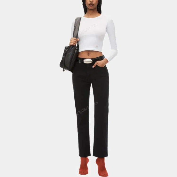 Джинсы женские black moderate straight fit Alexander Wang — фото 4