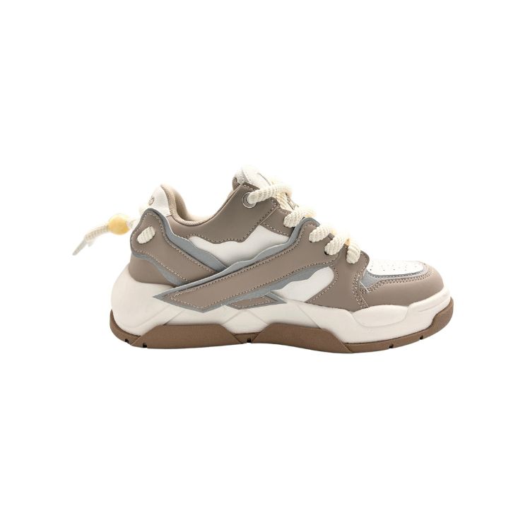 QIANJIN Мужские низкие скейтерские кеды бежевые, цвет Beige — фото 3