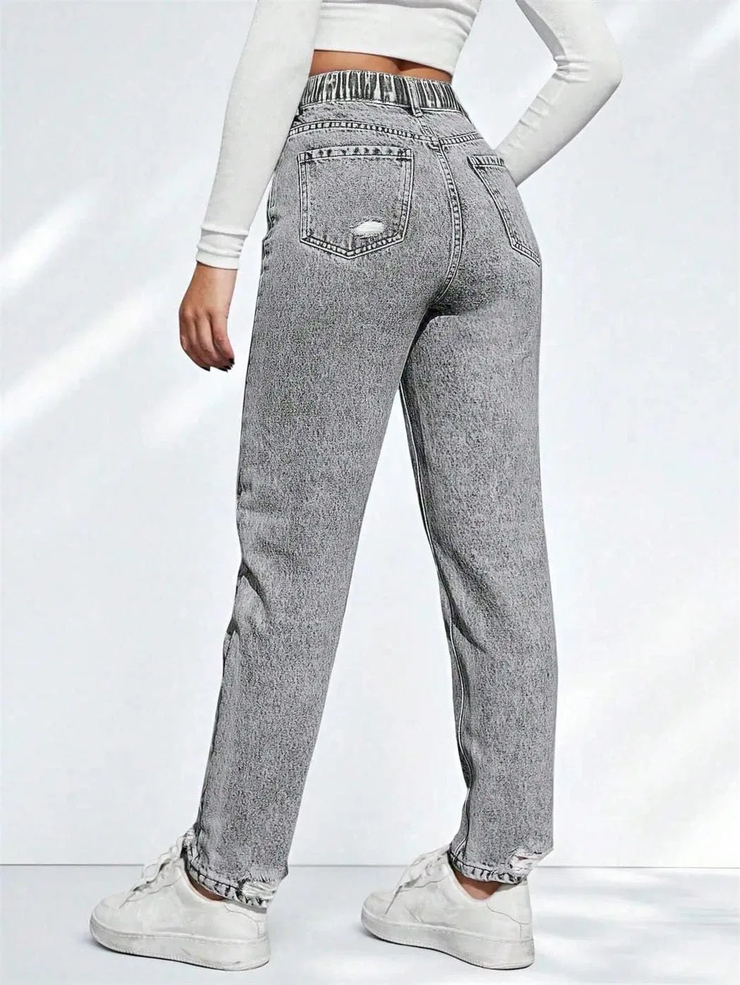 Джинсы джинсовые, высокая талия, Light, Plus Size, 3 — фото 4