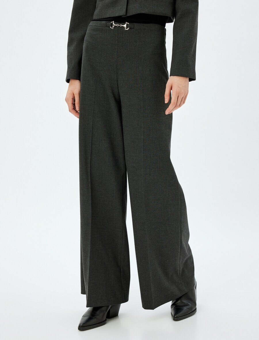 

Широкие брюки Koton Wide leg Pleated Pants, темно-серый