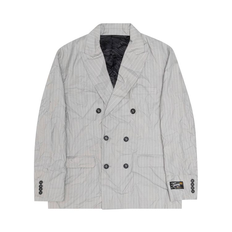 

Блейзер Stussy Wrinkled Stripe Double-Breasted Blazer Grey, серый