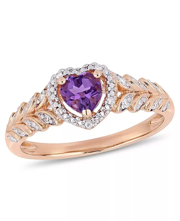 

Кольцо-Сердечко с аметистом и бриллиантами (также с голубым топазом) Macy'S, purple