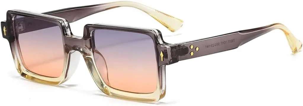 

Ретро квадратные солнцезащитные очки для женщин, модные градиентные очки для мужчин, трендовые заклепки, панк, защита от УФ-излучения UV400 TVTBBVV, Gray