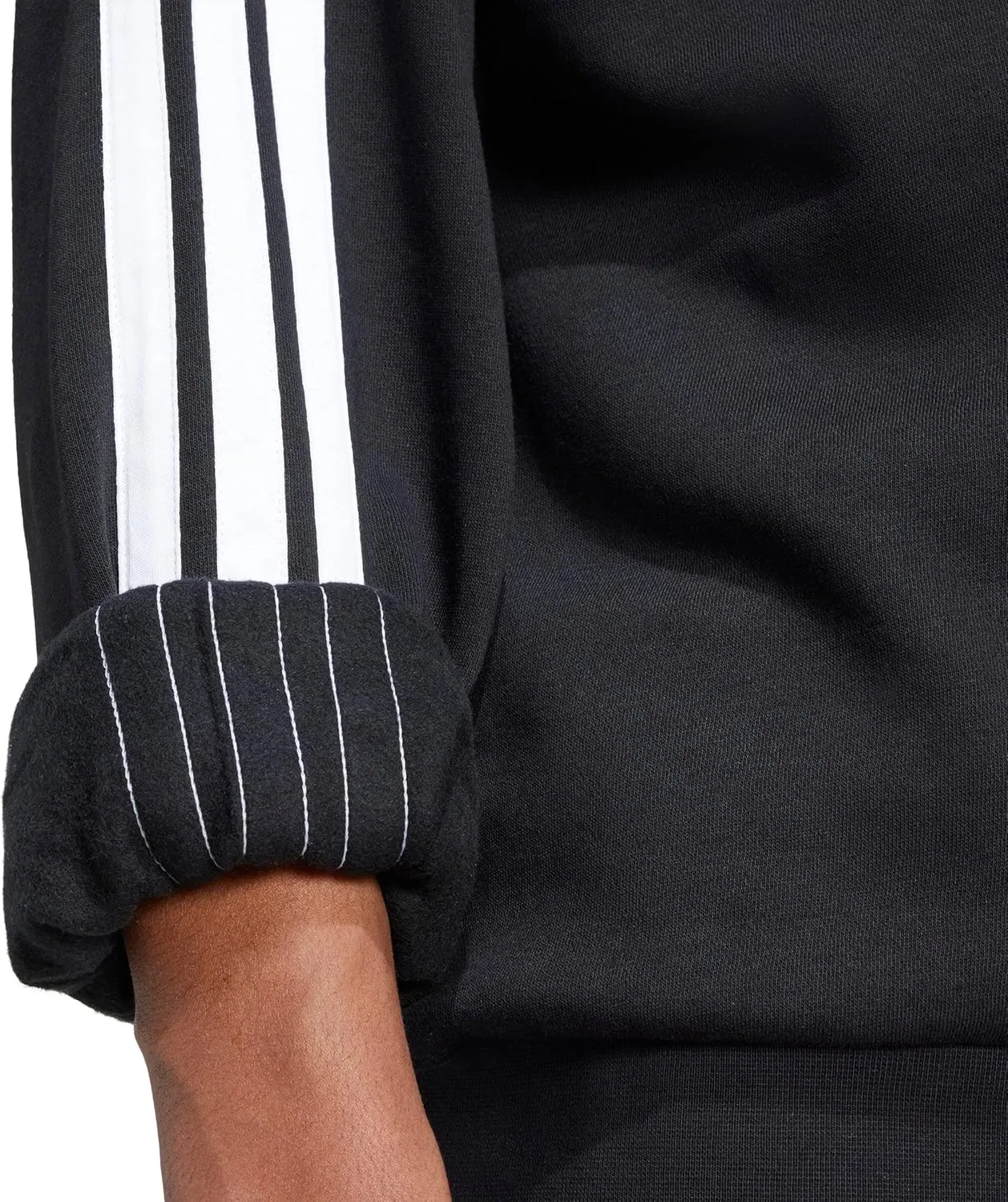 Толстовка Adidas Men's Essentials 3-Stripes Fleece Sportswear, черно-белая, X-Large — фото 4
