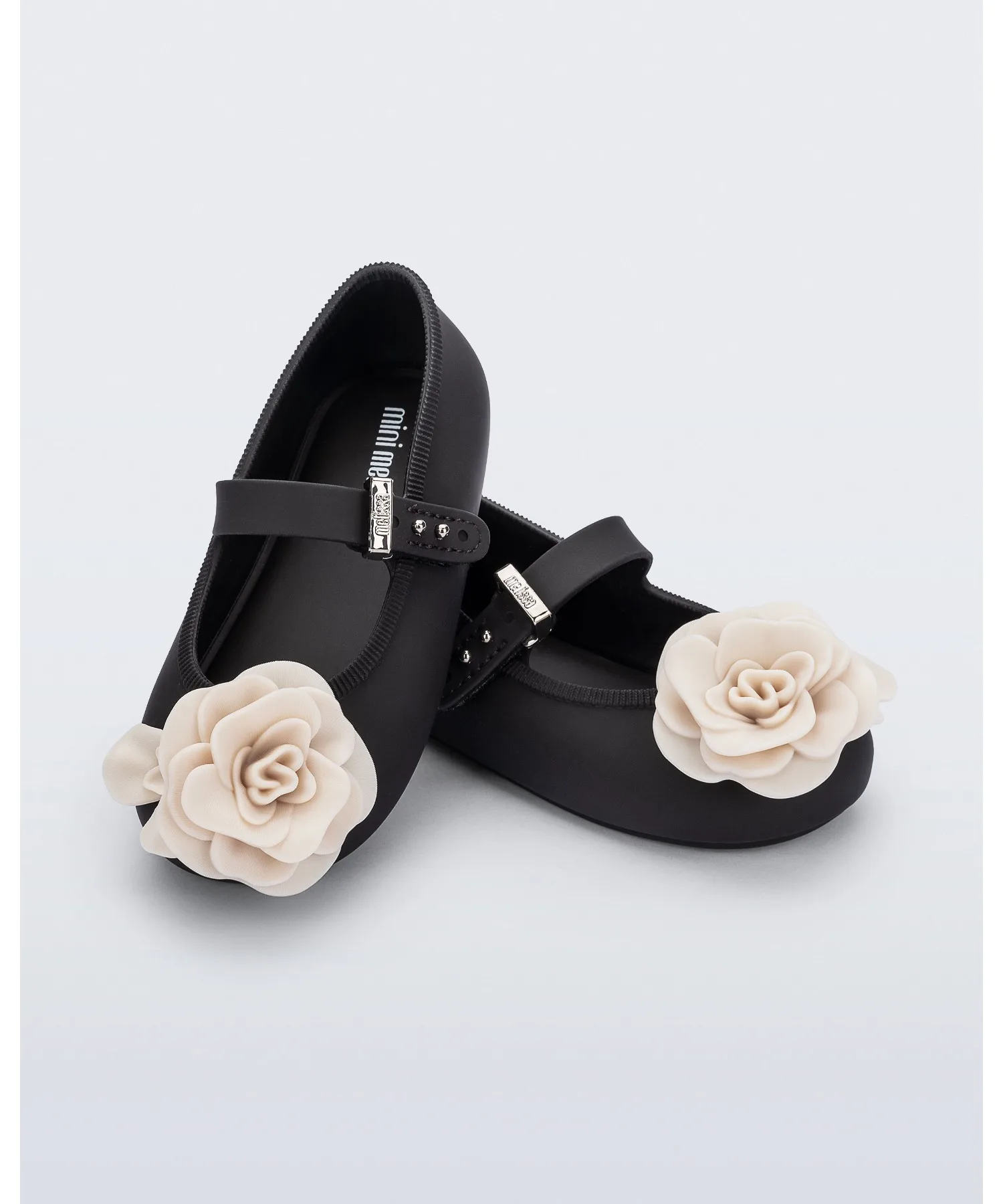 Детские балетки Melissa Soft Ballerina Petals BB чёрные с бежевым — фото 3
