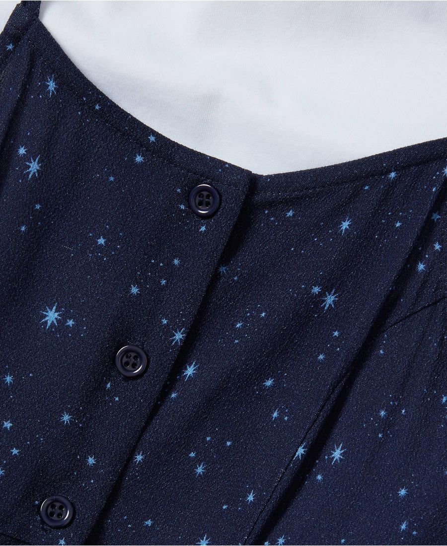 Детское платье-комбинация с футболкой с коротким рукавом Lands' End, Navy starburst — фото 2