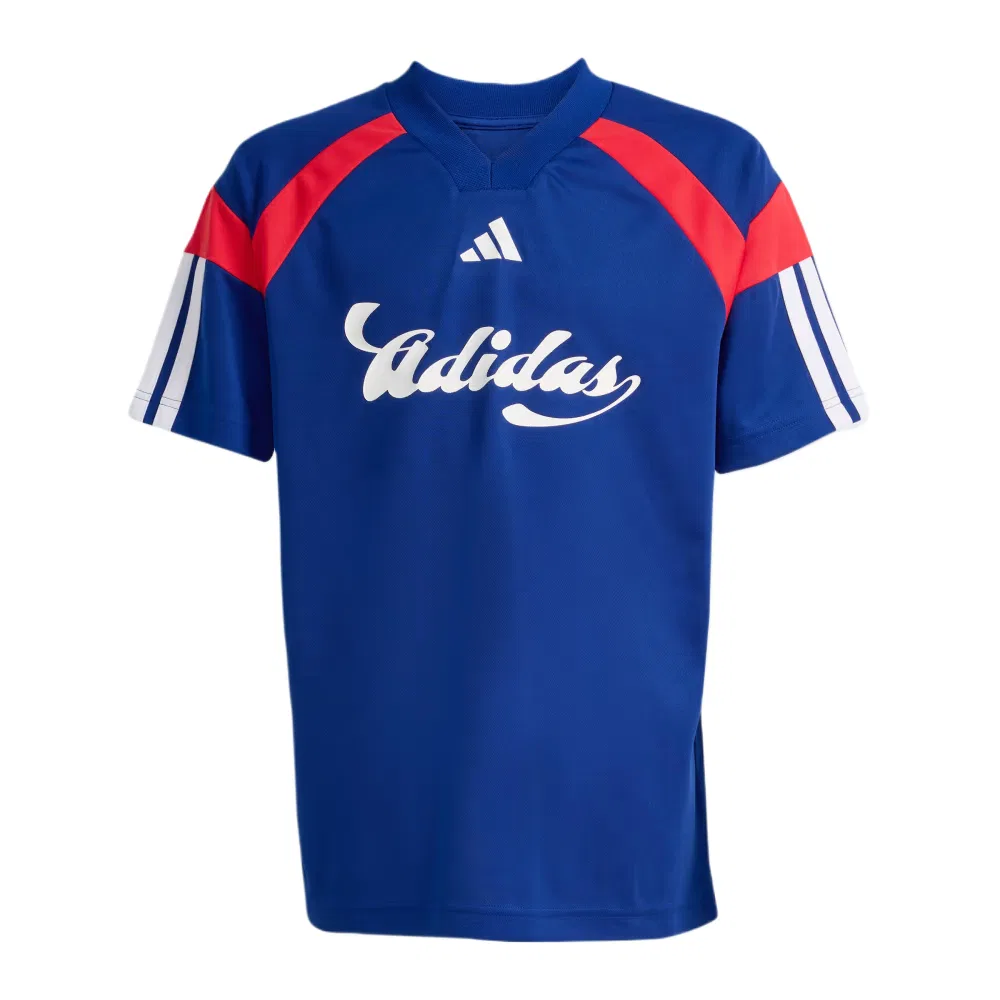 Футболка детская с V-образным вырезом Adidas Mysterious Ink/White/Pure Gemstone Red