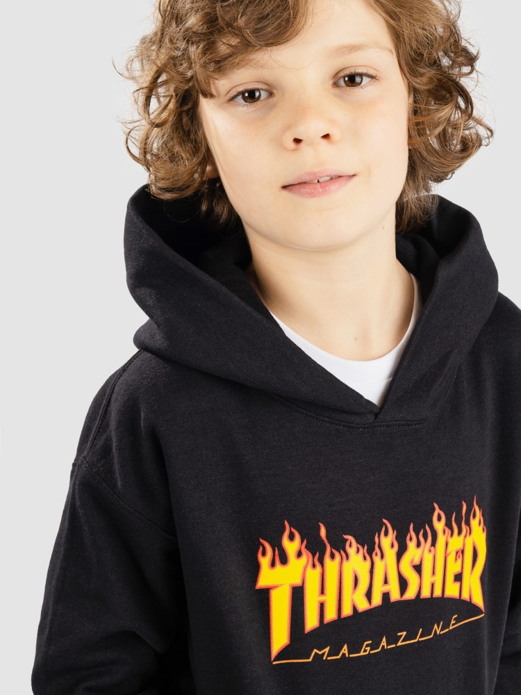 Толстовка Thrasher Flame Kids Kids Hoodie, black — фото 3