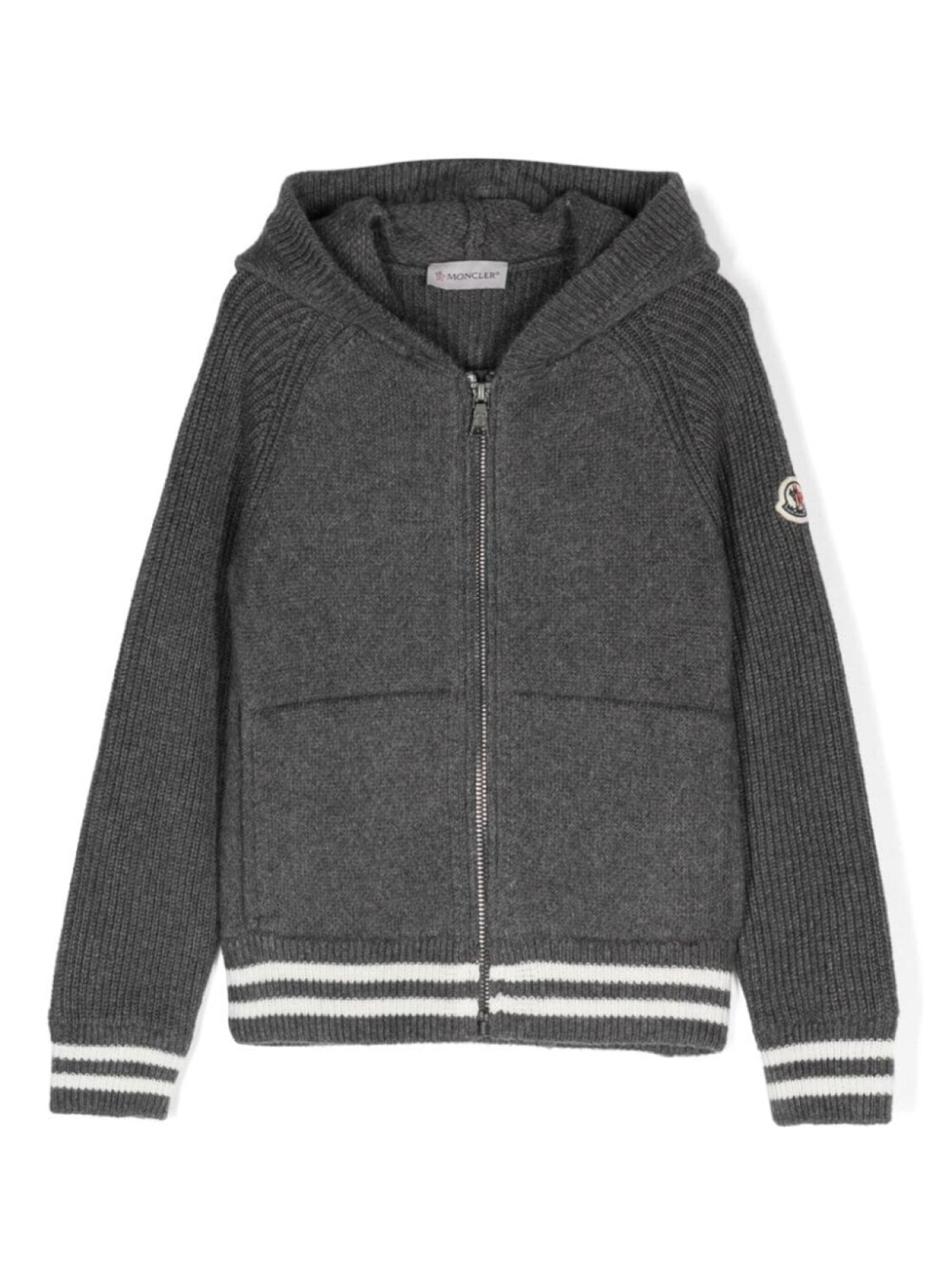 

Moncler Enfant кардиган с нашивкой-логотипом, серый