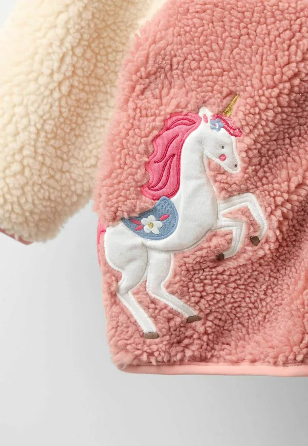 Двусторонняя флисовая куртка стандартного кроя с аппликацией Jojo Maman Bébé, Pink Floral Unicorn — фото 3