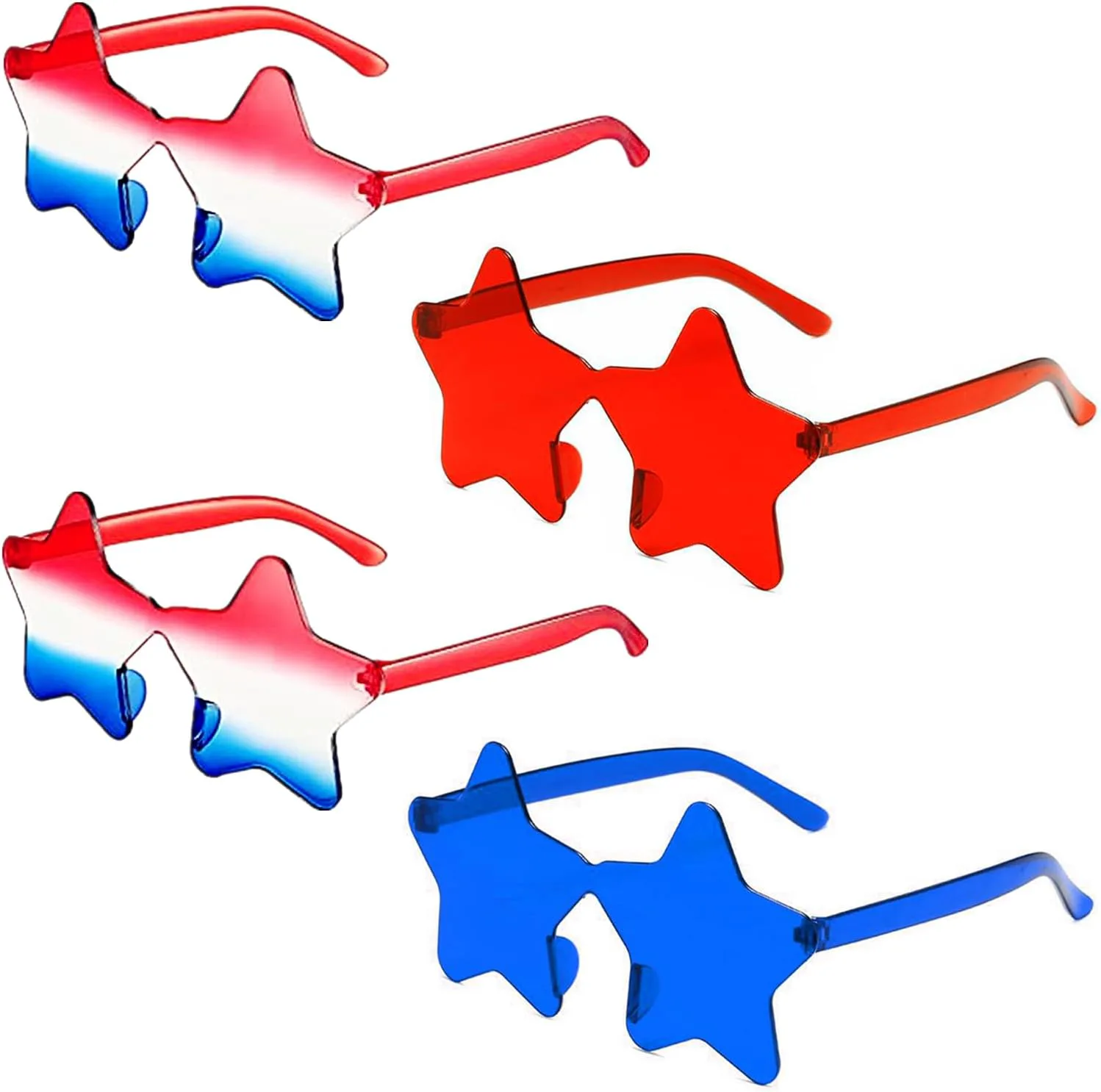 

Патриотические солнцезащитные очки в форме звезды, красно-бело-синие, сувениры для вечеринки 4 июля, товары ко Дню независимости и Дню памяти BEBAOVO, red