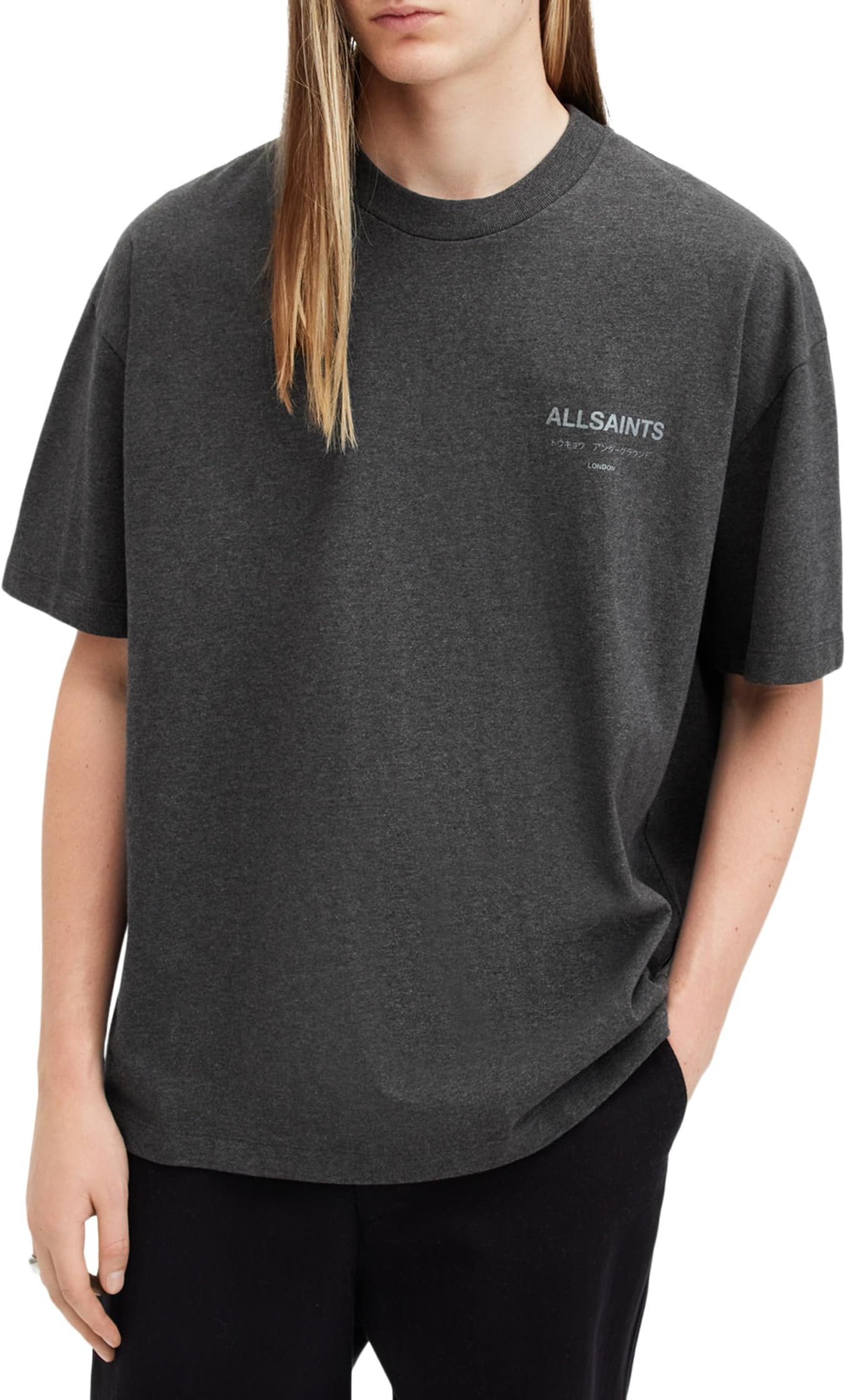 

Футболка AllSaints Underground Short Sleeve Crew, цвет Grvstone Grey Marl
