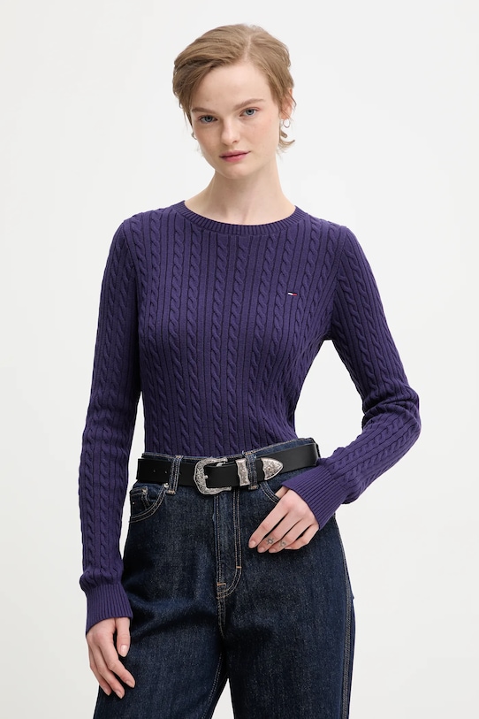

Хлопковый свитер Tommy Jeans, фиолетовый
