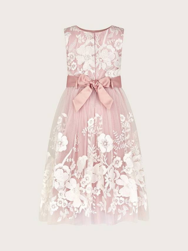 Детское платье макси Alicia с вышивкой и кружевом Monsoon, Pink — фото 3