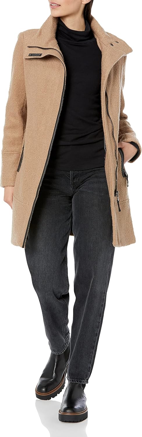 

Calvin Klein Женское шерстяное пальто на молнии до колен, Classic Camel