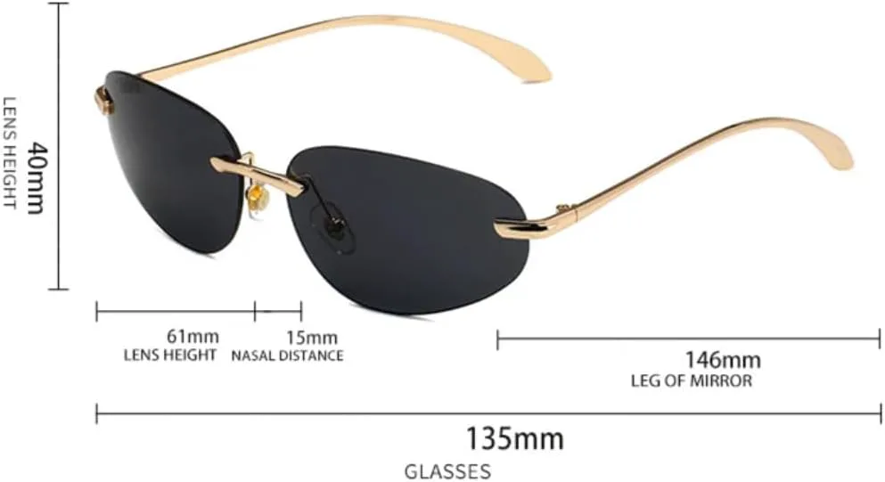 

Винтажные солнцезащитные очки без оправы с металлическими заклепками для женщин и мужчин, в стиле панк, роскошные, с защитой от УФ-излучения UV400 HHZZYVY, Tea