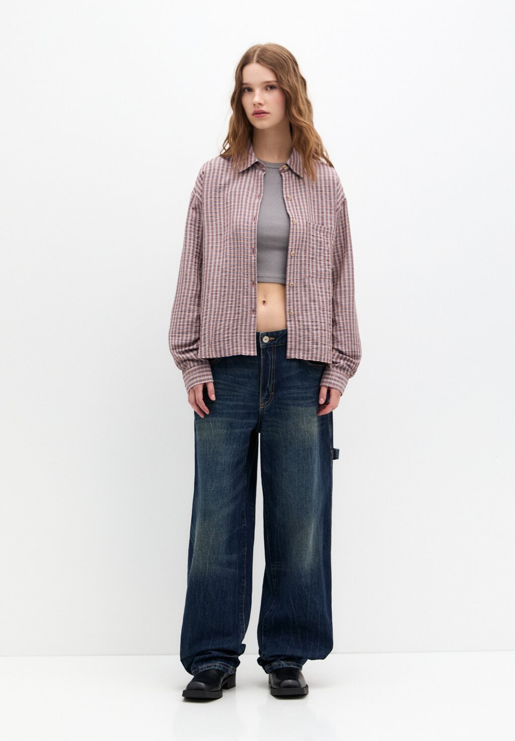 

Блузка на пуговицах PULL&BEAR, розовый