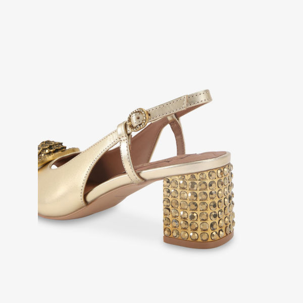 Босоножки-слингбэки Kurt Geiger London на квадратном каблуке, золотой — фото 4