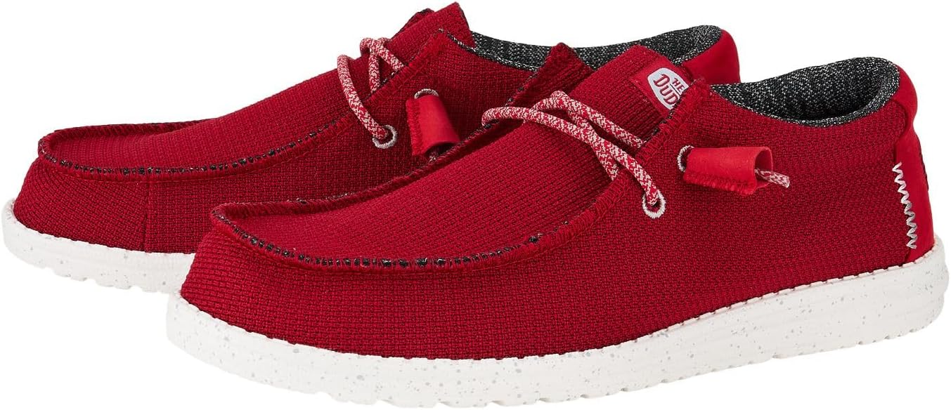 Мужские лоферы без шнурков HEYDUDE Wally Sport Mesh, темно-красный — фото 4