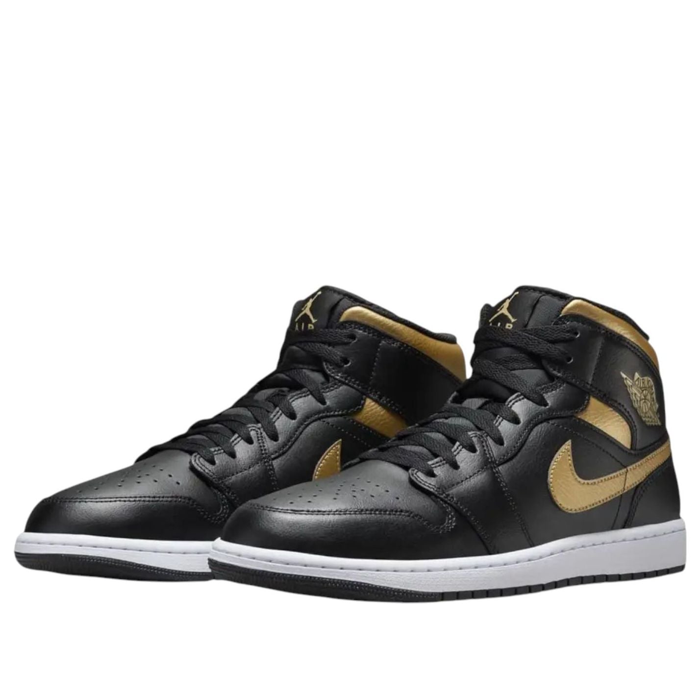(GS) Air Jordan 1 Mid 'Black Metallic Gold' — фото 2