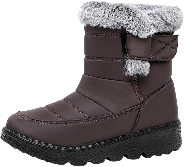 

Женские и мужские зимние ботинки с толстой подошвой, легкие, противоскользящие, на щиколотку, водонепроницаемые, с мягким утеплителем и меховой подкладкой, кроссовки на липучке Hhhchpm, кофейный