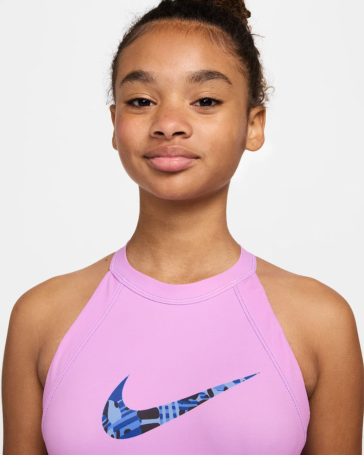 Женский гимнастический купальник Nike с завязками на шее, Lavender — фото 3